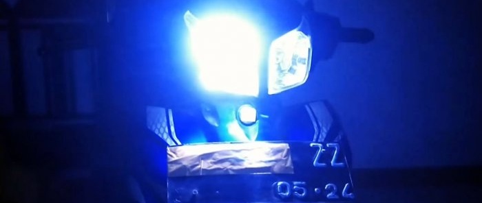 Homemade LED headlight shines very brightly