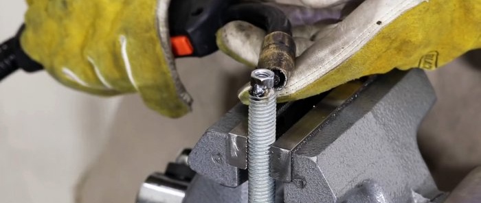 A nut is welded to the end of the stud