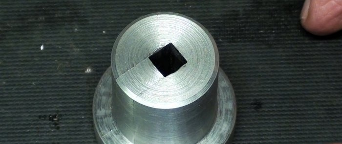 How to make a square hole in a round steel piece