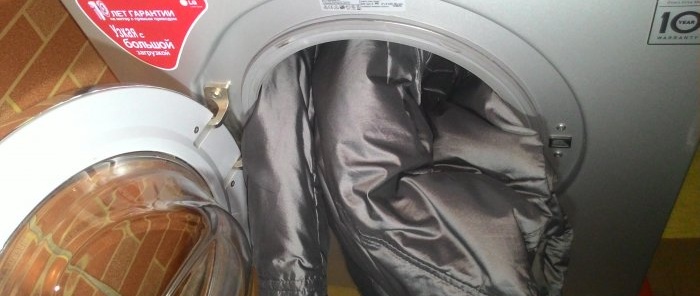 Doudoune dans la machine à laver
