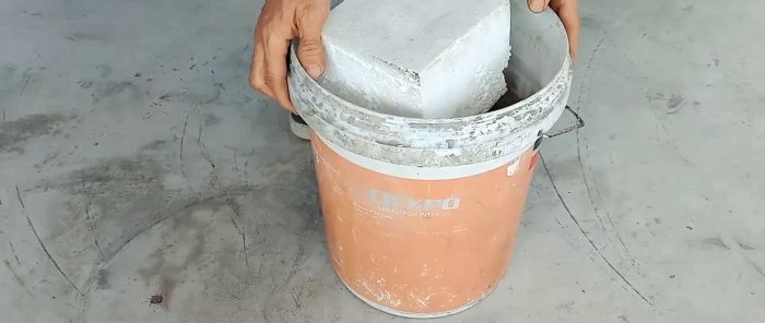 plastic bucket and foam