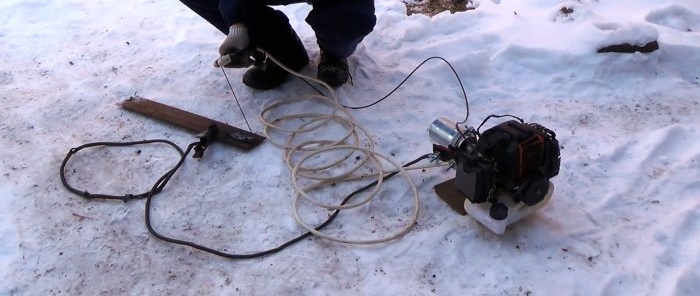 Welding generator from a brush cutter engine