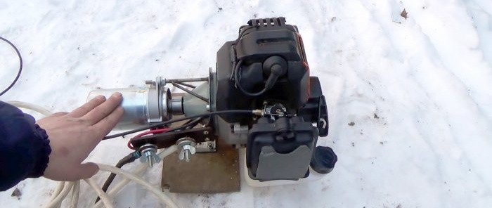 Generador de soldadura a partir de un motor de desbrozadora.