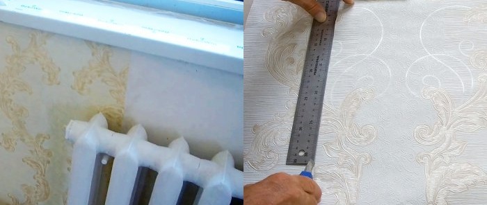 Cara terbaik untuk menggantung kertas dinding di belakang radiator dengan melaraskan corak
