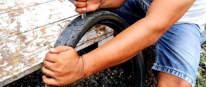 How to make a garden flowerpot from motorcycle tires