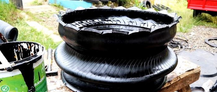 How to make a garden flowerpot from motorcycle tires
