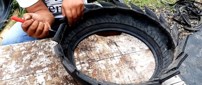 Cómo hacer una maceta de jardín con neumáticos de moto