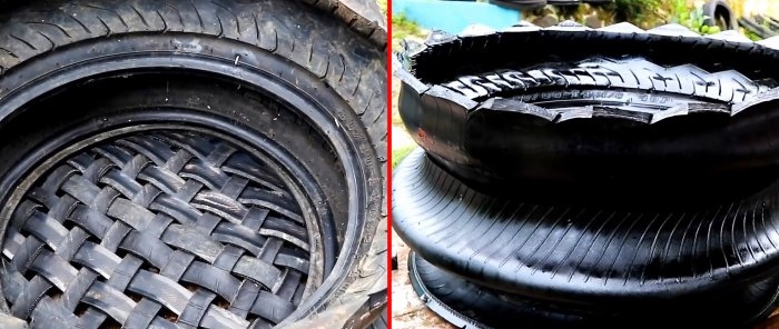 How to make a garden flowerpot from motorcycle tires