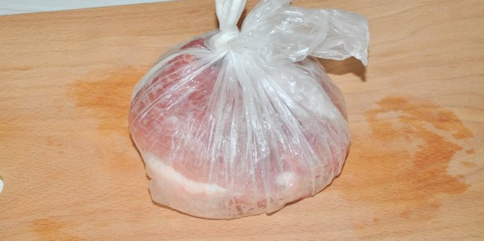 Pork basturma in the refrigerator