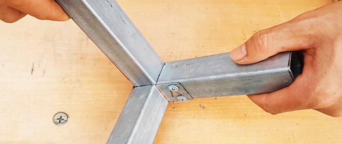 How to make a corner connection of three profile pipes without welding