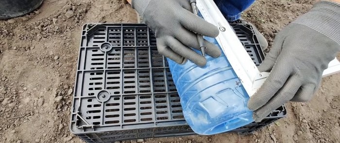 A irrigação por gotejamento mais simples de uma garrafa de plástico para uma colheita forte