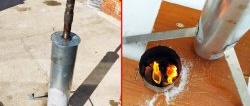 Jednostavna peć koja se testira za staklenik ili šator
