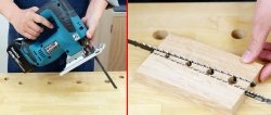 Using old jigsaw blades: a universal dowel jig