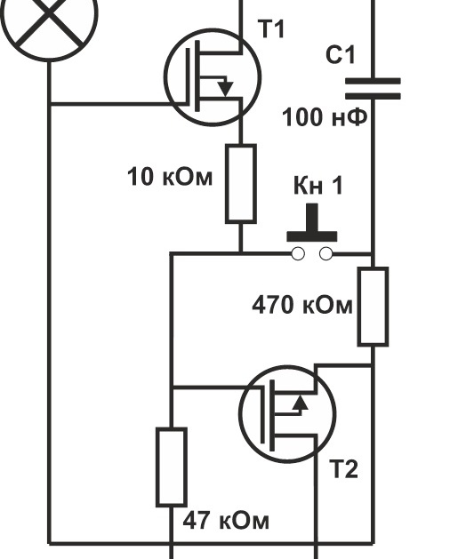 How to make a transistor switch to control a powerful load with a momentary button