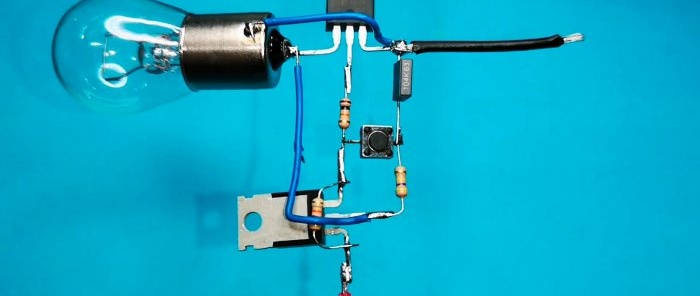 Ako urobiť tranzistorový spínač na ovládanie výkonnej záťaže pomocou chvíľkového tlačidla