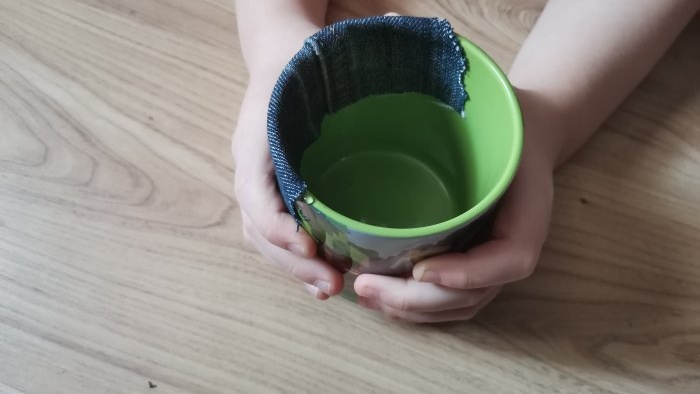The handle of your favorite mug broke off. Make a pencil holder out of it.