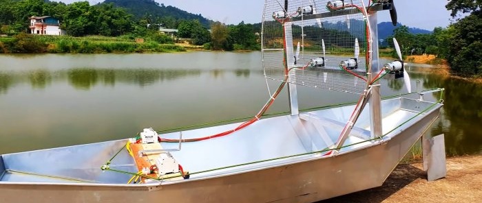 Como fazer um barco movido a ar com 8 motores elétricos de baixa potência