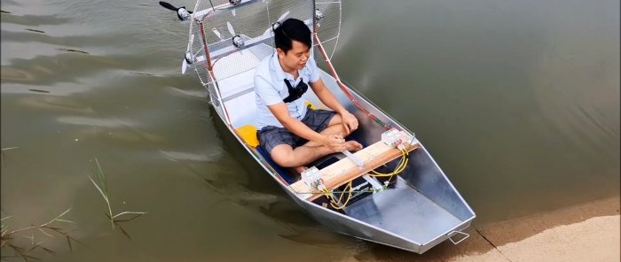 Paano gumawa ng air-powered boat na may 8 low-power electric motors
