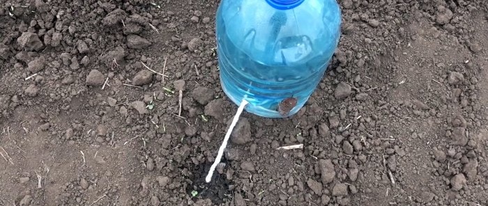 Drip irrigation system para sa 30 araw mula sa isang plastic bottle