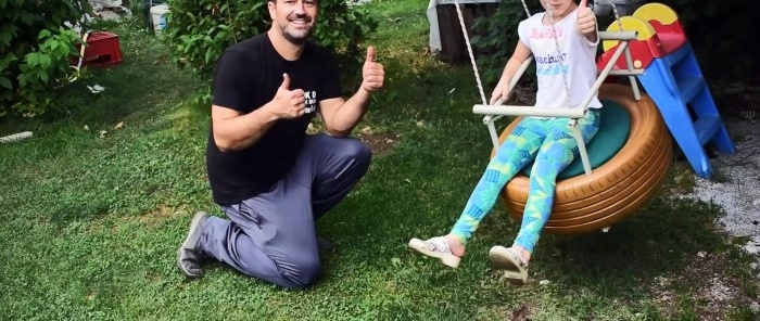How to make an outdoor swing from an old tire and delight the kids