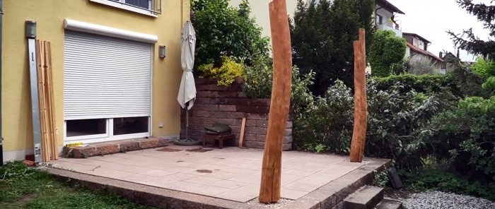 How to securely install posts for a crooked round timber terrace