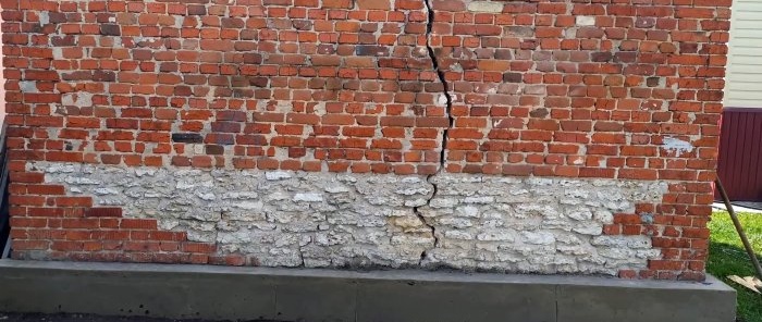 An inexpensive way to repair a cracked wall while strengthening the foundation