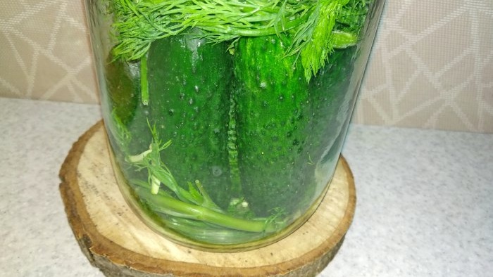 Classic recipe for pickling crispy lightly salted cucumbers in a jar