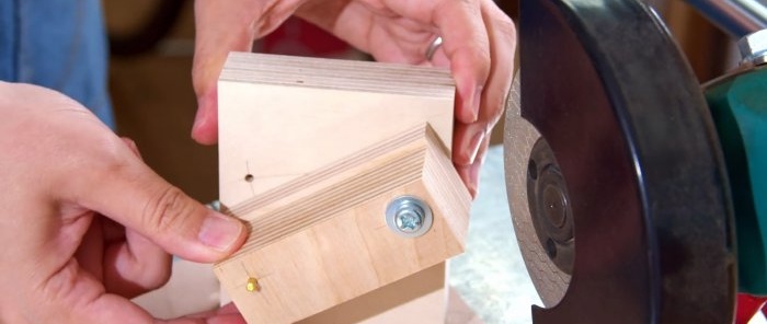 How to make a device for two-angle sharpening of drills from leftover plywood