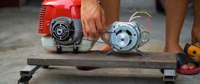 Cara membuat penjana 220V daripada motor mesin basuh dan motor pemotong berus