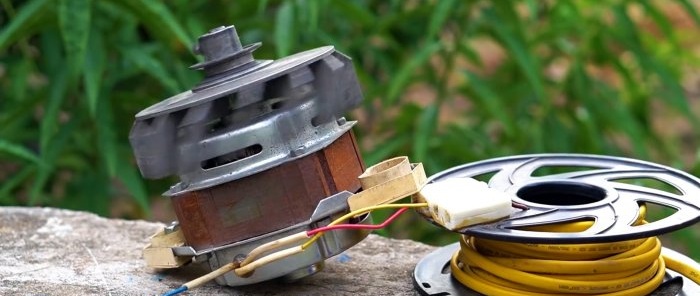 Hoe maak je een 220V-generator van een wasmachinemotor en een bosmaaiermotor
