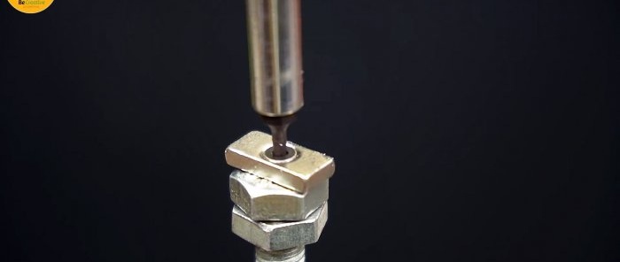 How to drill a bolt straight along without a lathe or drilling machine