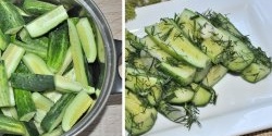 Instant lightly salted cucumbers in a saucepan