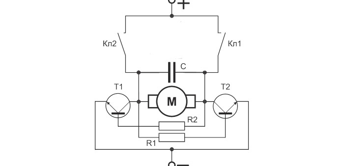 Circuito de controle do motor com dois botões de relógio