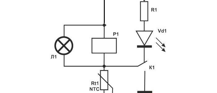 Gambar rajah menarik pemula lembut mudah menggunakan geganti tanpa transistor atau litar mikro