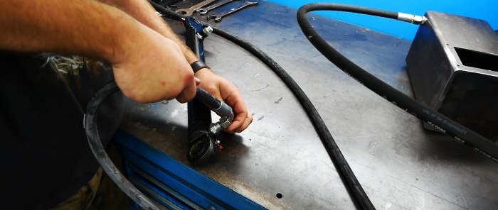Kako napraviti snažan hidraulički pogon od startera i pumpe za ulje od traktora