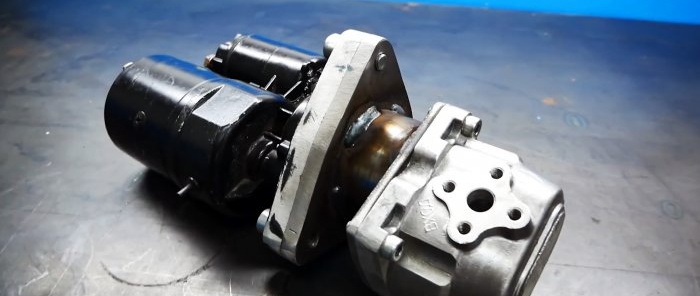 Paano gumawa ng isang malakas na hydraulic drive mula sa isang starter at isang oil pump mula sa isang traktor