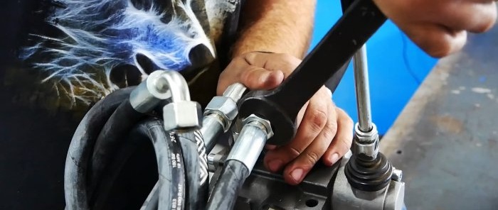 How to make a powerful hydraulic drive from a starter and an oil pump from a tractor