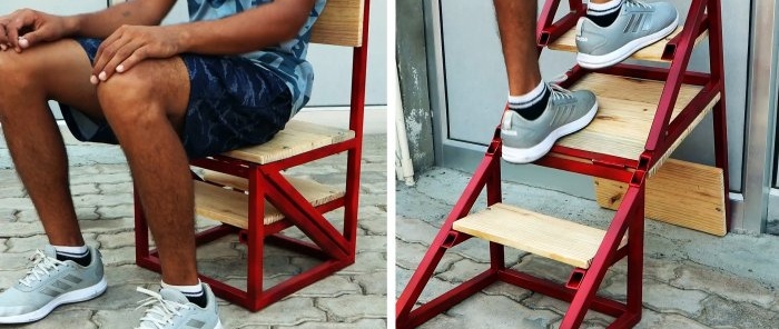 DIY darbnīcas kāpņu krēsls