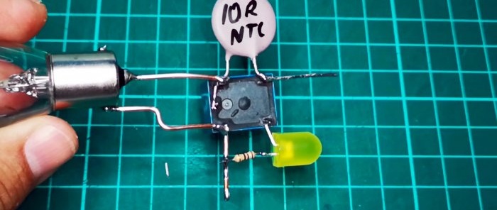 Un diagrama interessant d'un arrencador suau senzill amb un relé sense transistors ni microcircuits