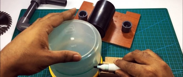 Do-it-yourself hand-held circular saw for wood from PVC pipes