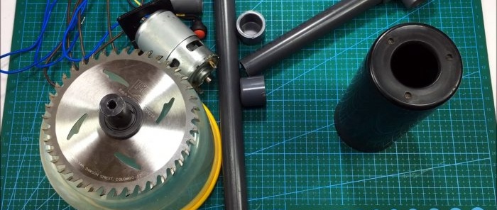 Do-it-yourself hand-held circular saw for wood from PVC pipes