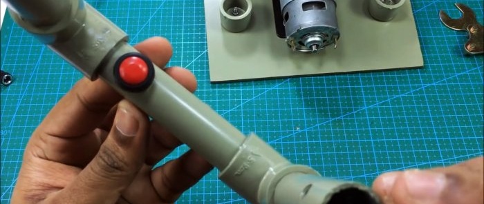 Do-it-yourself hand-held circular saw for wood from PVC pipes