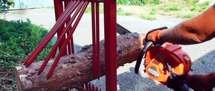 Sådan laver du et stativ for let at save træstammer med en motorsav