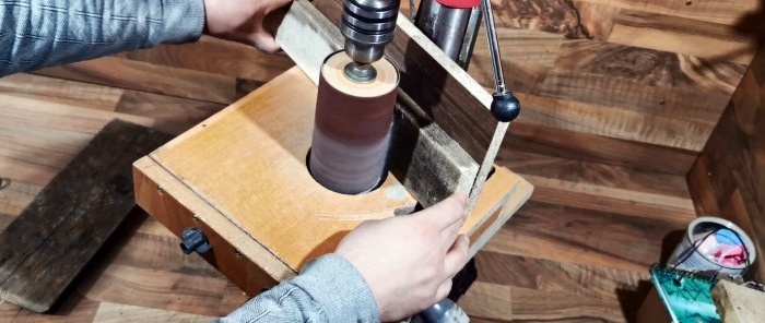 Do-it-yourself-Schleifdickenaufsatz für eine Bohrmaschine