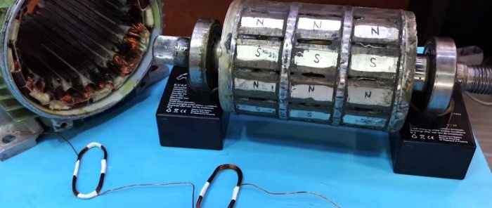 How to convert an asynchronous electric motor into a powerful electric generator