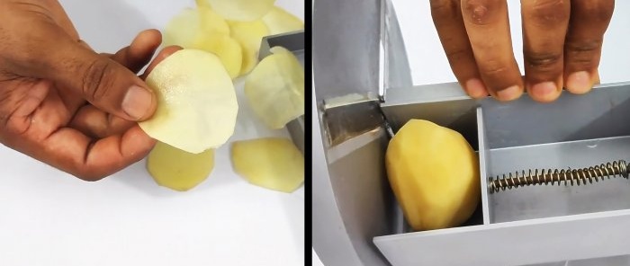 Kā pagatavot smalcinātāju, lai kartupeļus ātri sagrieztu čipsos