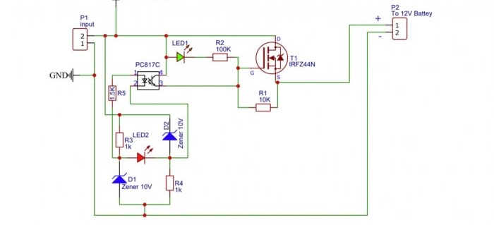 Circuito de desligamento automático da bateria de 12 V sem microcircuitos e relés