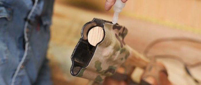 How to cover a textured surface with camouflage fabric using the example of a holster