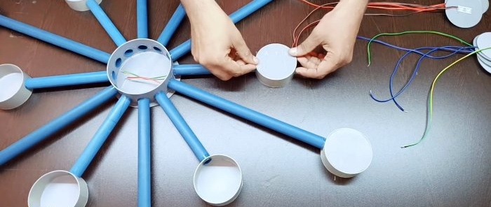 How to make a modern LED chandelier from PVC pipe
