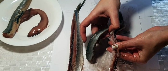 Phương pháp xé nhỏ để nhanh chóng cắt cá trích thành phi lê không xương